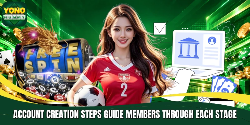 Account creation steps guide members through each stage Account creation steps guide members through each stage
