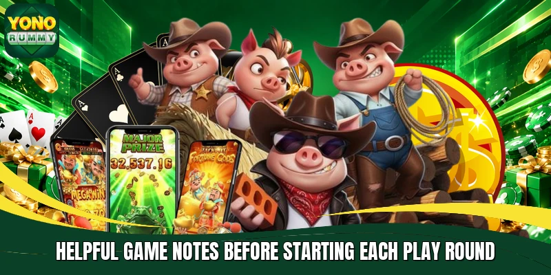 Helpful game notes before starting each play round Helpful game notes before starting each play round
