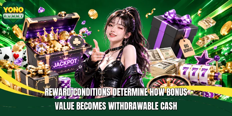 Reward conditions determine how bonus value becomes withdrawable cash Reward conditions determine how bonus value becomes withdrawable cash