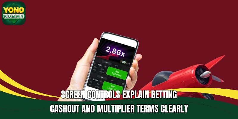 Screen controls explain betting cashout and multiplier terms clearly