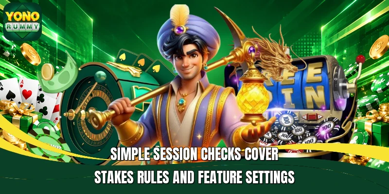 Simple session checks cover stakes rules and feature settings Simple session checks cover stakes rules and feature settings